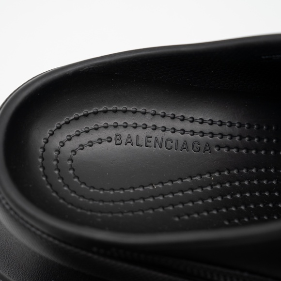 size 40 - Balenciaga Crocs Mule Rubber Slide Sandal Platform Black - Picture 9 of 13